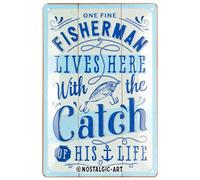 Nostalgic-Art Plaque rétro, 20 x 30 cm, Fisherman Catch - Idée cadeau pour pêcheurs, en métal, design vintage