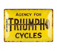 Nostalgic-Art Plaque rétro, 20 x 30 cm, Triumph - Agency for Cycles - Idée cadeau pour motards, Official License Product (OLP), en métal, design vintage