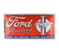 Nostalgic-Art Plaque rétro, 25 x 50 cm, Ford Mustang - Horse & Stripes Logo Red - Idée cadeau pour fans de Ford, Official License Product (OLP), en métal, design vintage