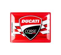 Nostalgic-Art Plaque rétro, 30 x 40 cm, Ducati Corse - Logo Racing Flag - Idée cadeau pour motards, Official License Product (OLP), en métal, design vintage