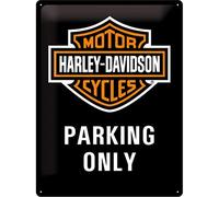 Nostalgic-Art Plaque rétro, 30 x 40 cm, Harley - Parking Only | original Harley-Davidson license product (OLP), en métal, design vintage, Idée cadeau pour motards