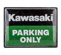 Nostalgic-Art Plaque rétro, 30 x 40 cm, Kawasaki - Parking Only | original Kawasaki license product (OLP), en métal, design vintage, Idée cadeau pour motards