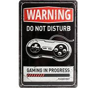 Nostalgic-Art Plaque Vintage Gaming in Progress - Idée de Cadeau pour Les Gamers, en métal, Design Retro pour la décoration, 20 x 30 cm
