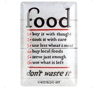 Nostalgic-Art Plaque Vintage Home & Country - Food Don’t Waste It - Idée de Cadeau pour la Cuisine, en métal, Déco Design Retro, 20 x 30 cm