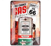 Nostalgic-Art Plaque vintage Route 66 - Gas Station - Idée de cadeau pour les fans de moto, en métal, Design retro pour la décoration, 20 x 30 cm