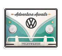 Nostalgic-Art Plaque Vintage Volkswagen - Bulli T1 - Adventure Awaits - Idée de Cadeau pour Le Bus VW, en métal, Déco Design Retro, 15 x 20 cm