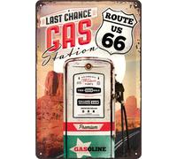 Nostalgic Art Route 66 Gas Station, panneau en fer-blanc 30 cm x 20 cm