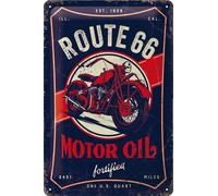 Nostalgic Art Route 66 Motor Oil, panneau en fer-blanc 30 cm x 20 cm
