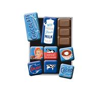 Nostalgic-Art, Set d'aimants rétro, Chocolate Addicted - Cadeau pour Les nostalgiques, Décoration pour Le frigo, Design Vintage, 9 pièces