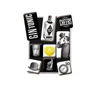 Nostalgic-Art, Set d'aimants rétro, Gin & Tonic - Cadeau pour Les Amateurs de Cocktails, Décoration pour Le frigo, Design Vintage, 9 pièces