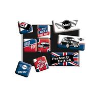 Nostalgic-Art, Set d'aimants rétro, Mini - Union Jack - Cadeau pour Les Fans de Voitures, Décoration pour Le frigo, Design Vintage, 9 pièces