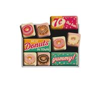 Nostalgic-Art, Set d'aimants rétro, USA - Donuts - Cadeau pour Les Amateurs de dîner, Décoration pour Le frigo, Design Vintage, 9 pièces