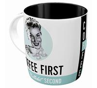 Nostalgic-Art Tasse à café rétro, Coffee First - Idée de Cadeau pour nostalgiques, en céramique, Design Vintage Amusant avec Une Citation, 330 ML