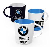Nostalgic-Art Tasse à café rétro (Lot de 3), 330 ml, BMW Logo Set 2 | original BMW license product (OLP), mug en céramique, design vintage, Idée cadeau pour fans de BMW