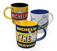 Nostalgic-Art Tasse à café rétro (Lot de 3), 330 ml, Michelin Set 2 | original MICHELIN license product (OLP), mug en céramique, design vintage, Idée cadeau pour fans de moteur