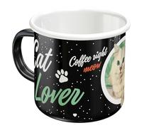 Nostalgic-Art Tasse rétro en émail, Cat Lover Black - Idée de cadeau pour propriétaires de chats, Mug de camping, Design vintage, 360 ml