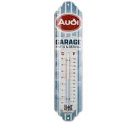 Nostalgic-Art Thermomètre analogique, 7 x 28 cm, Audi - Garage - Idée de cadeau pour fans d'accessoires automobiles, en métal, Design rétro