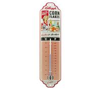 Nostalgic-Art Thermomètre analogique, Kellogg's - Sunshine Breakfast - Idée de cadeau pour la cuisine, en métal, Design vintage, 7 x 28 cm