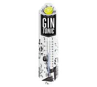 Nostalgic-Art, Thermomètre analogique, Open Bar - Gin Tonic Weather - Cadeau pour les amateurs de cocktails, en métal, vintage décoration, 6,5 x 28 cm