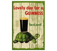 Nostalgic Guinness Wooden Sign with Tortoise & Pint & Lovely Day For a Guinness
