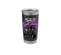 Not in the Mood to Spell Today Black Cat Witchy Humour Gobelet isotherme en acier inoxydable double paroi