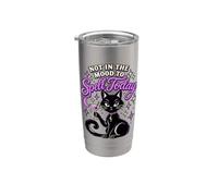Not in the Mood to Spell Today Black Cat Witchy Humour Gobelet isotherme en acier inoxydable double paroi