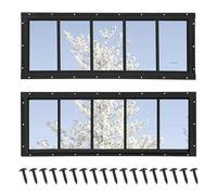 NOTASA Lot de 2 fenêtres fixes pour abri de jardin, fenêtres de tableau arrière, 25,4 x 73,7 cm, noir