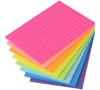 Note Adhésive Lignée De 8 Couleurs,100x150 Mm,8 Blocs De 40 Pages Chacun,Feuillets Autocollantes Convient Pour Les Listes Quotidiennes,Le Bloc-Notes Au Bureau,À La Maison,À L'école
