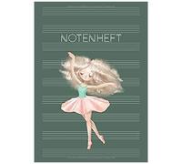 Notenheft: Musik Schreibheft Schule & Unterricht & Hobby Din A4 Blanko Notensysteme Mit Inhaltsverzeichnis Grosse Lineatur Fuer Kinder & Anfaenger - Motiv: Ballerina