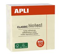 Notes adhésives 75 x 75 mm bloc de 400 feuilles couleur jaune
