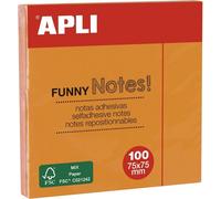 Notes Adhésives ""Funny""-75x75mm-Bloc De 100 Feuilles-Orange Fluo