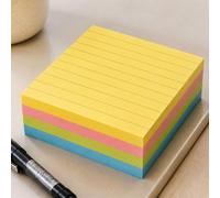 Notes adhésives lignées 4 couleurs 7,6 x 7,6 cm avec lignes pour l'école, le bureau, l'étude, la planification, les listes de tâches et les rappels