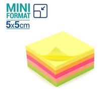 Bloc note repositionnable 5 couleurs néon 250 feuilles 50x50mm