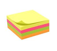 Notes Autocollantes Bloc 320 Feuillets Carrés De 75 X 75 Mm Multi-Couleurs Néon Adhésif Repositionnable
