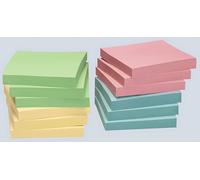 Notes autocollantes Global Notes, recy s, 75 x 75 mm, jaune, rose, bleu clair, vert clair, 100 feuilles/bloc, 12 blocs, emballage carton