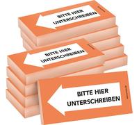 Notes autocollantes PRICARO "Bitte hier unterschreiben", gauche orange, 100 feuilles, 10 pièces