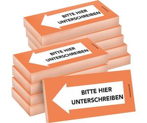 Notes autocollantes PRICARO "Bitte hier unterschreiben", gauche orange, 100 feuilles, 10 pièces