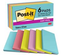 Notes Autocollantes Super Sticky,Cosmic Color Collection,Pack De 6 Blocs,90 Feuilles Par Bloc,76 Mmx127 Mm-Feuillets Super Adhésifs Pour Prise De Notes,Listes De Tâches Et Rappels