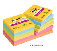 Notes Autocollantes Super Sticky,Couleurs Carnival,8 Blocs + 4 Gratuits,90 Feuilles Par Bloc,76 Mmx76 Mm-Feuillets Super Adhésifs Pour Prise De Notes,Listes De Tâches Et Rappels