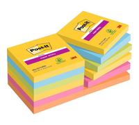 Notes Autocollantes Super Sticky,Couleurs Carnival,Pack De 12 Blocs,90 Feuilles Par Bloc,76 Mmx76 Mm-Feuillets Super Adhésifs Pour Prise De Notes,Listes De Tâches Et Rappels