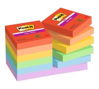 Notes Autocollantes Super Sticky,Couleurs Playful,Pack De 12 Blocs,90 Feuilles Par Bloc,47.6 Mmx47.6 Mm-Feuillets Super Adhésifs Pour Prise De Notes,Listes De Tâches Et Rappels