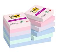 Notes Autocollantes Super Sticky,Couleurs Soulful,Pack De 12 Blocs,90 Feuilles Par Bloc,47.6 Mmx47.6 Mm-Feuillets Super Adhésifs Pour Prise De Notes,Listes De Tâches Et Rappels