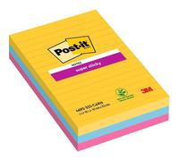 Notes Autocollantes Super Sticky,Grand Format,Lignées,3 Blocs 101 Mmx152 Mm,90 Feuilles Par Bloc-Feuillets Super Adhésifs Pour Prise De Notes,Listes De Tâches Et Rappels