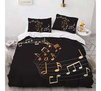 Notes de Musique Housse de Couette 150x200 Parures de Lit 1 Personne Imprimé 3D Microfibre Douce Style Musical Housses Couette avec 2 Taies d'oreiller et Fermeture Éclair k.4420