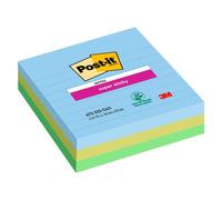 Notes lignées couleurs Oasis Super Sticky Post-it 101 x 101 mm assortis - bloc de 70 feuilles