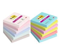 Notes Post-it Super Sticky, Couleurs Soulful, 76mm x76mm, 90feuilles/bloc, 6 blocs/paquet & Notes Post-it Super Sticky, Couleurs Cosmic, 76mm x76mm, 90feuilles/bloc, 6 blocs/paquet