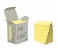 Notes repositionnables jaunes recyclées post-it 38 x 51 mm - en tour distributrice - bloc de 100 feuilles - lot de 12 - jaune - post-it G