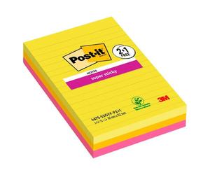 Notes repositionnables lignées Super Sticky - Lot de 2 + 1 offert