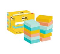 Post-it – Notes autocollantes Beach – 38 x 51 mm – 12 blocs de 100 f. – Bleu/Vert/Jaune/Orange