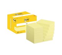 Notes repositionnables Post-it, jaune canard, 51 mm x 76 mm, 100 feuilles/feuille, 12 feuilles/lot, emballage en carton, certification PEFC 100 %, SGSCH-PEFC-COC-110078